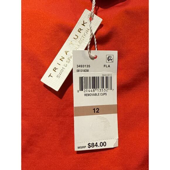 Trina Turk Flame Monaco Ring Front Halter Bikini Top 12 NWT - Picture 3 of 3